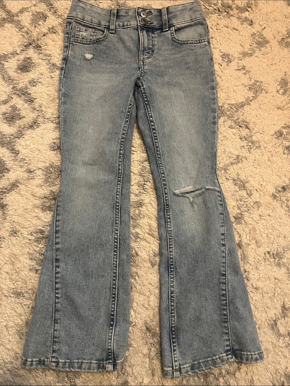 Light wash flare girls denim jeans